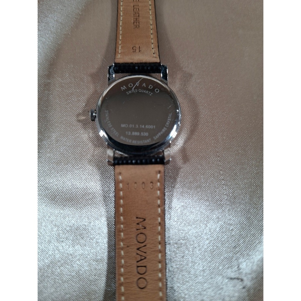 Ladies Movado Museum Swiss Quartz Black Dial Leather Strap Watch MO.01.3.14.6001 - Picture 6 of 10